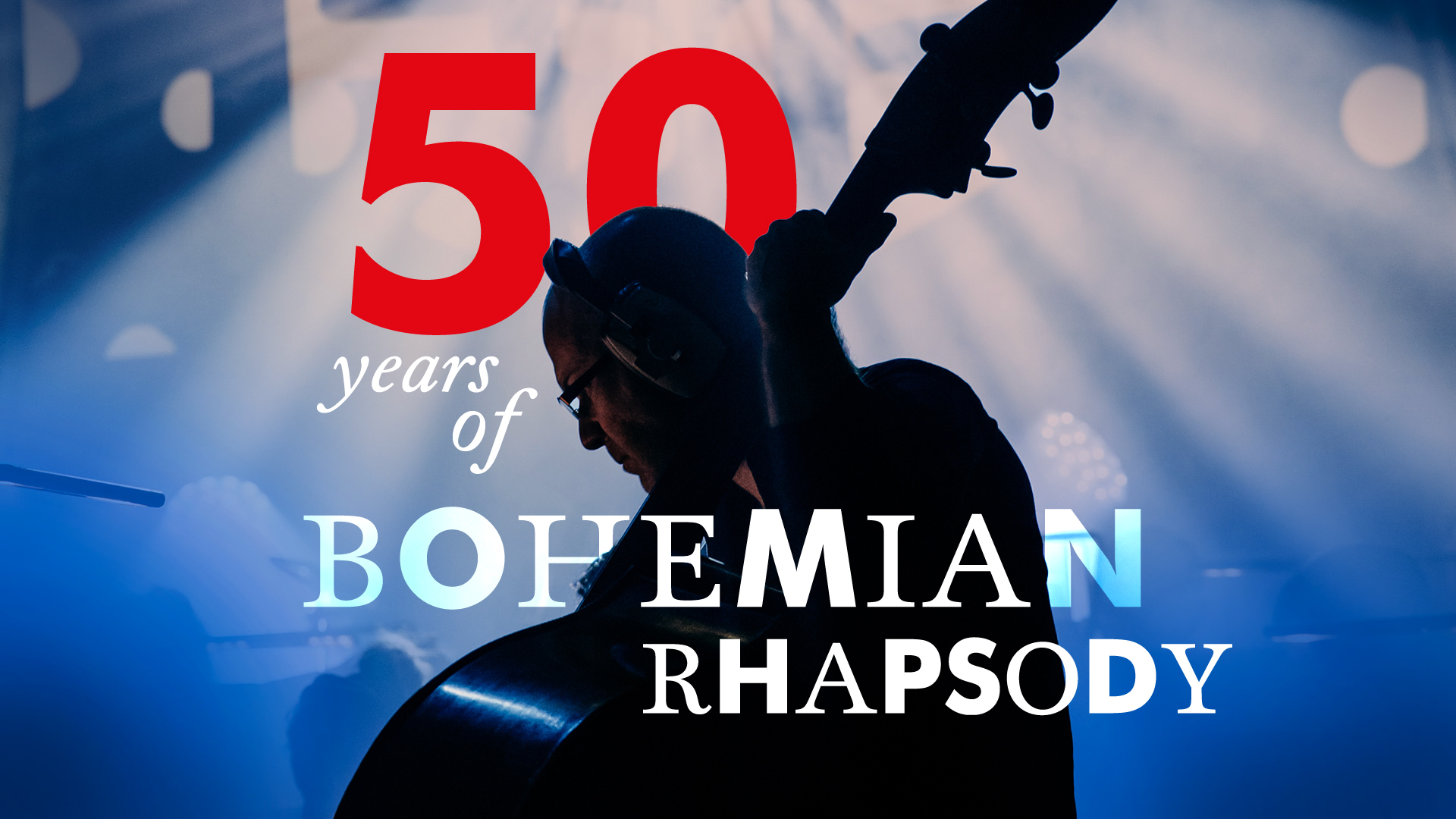Promotional poster for "50 years of Bohemian Rhapsody," Queen's iconic song